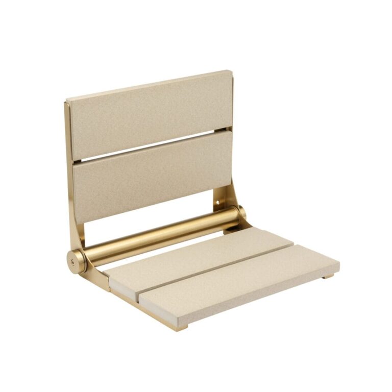 18" Shower Seat with Brushed Gold Frame