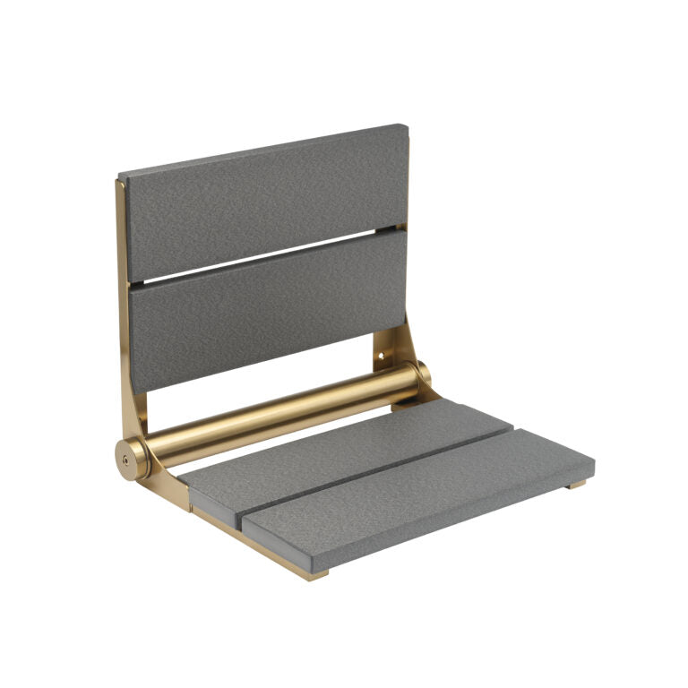 18" Shower Seat with Brushed Gold Frame