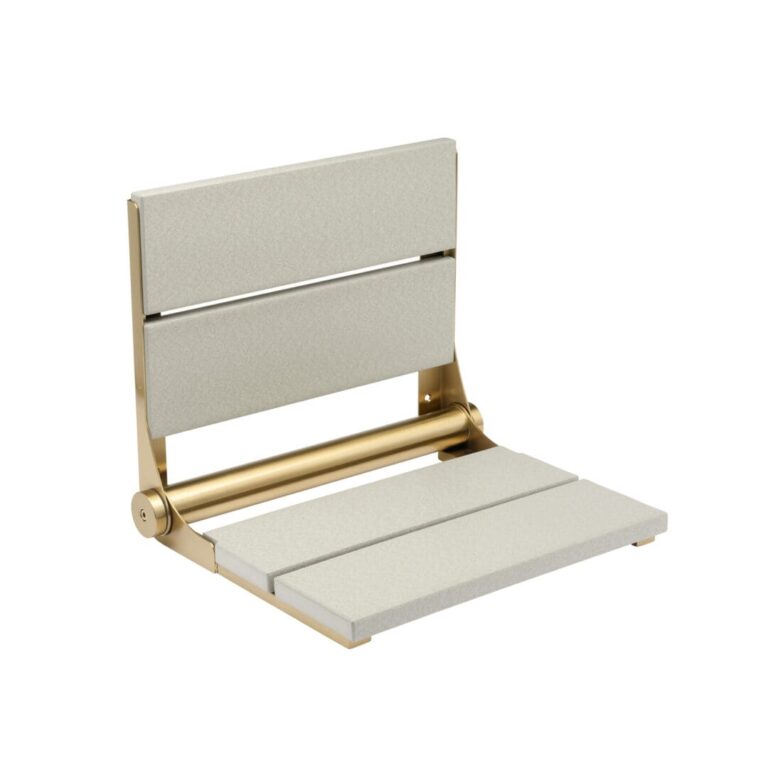 18" Shower Seat with Brushed Gold Frame
