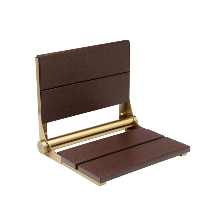 18" Shower Seat with Brushed Gold Frame