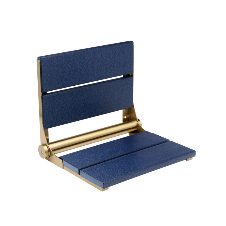 18" Shower Seat with Brushed Gold Frame