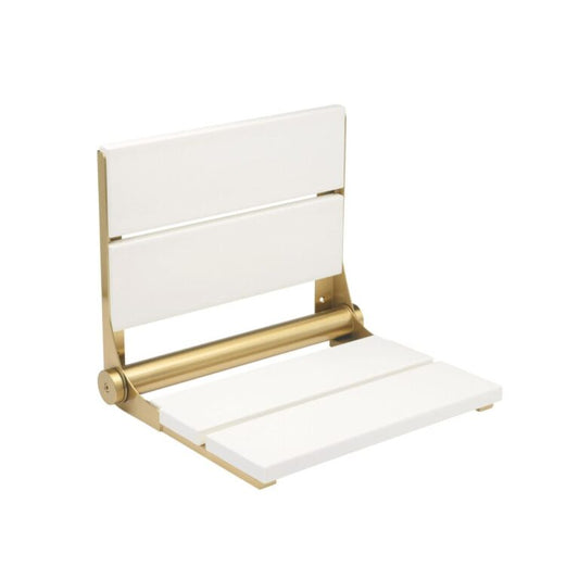 18" Shower Seat with Brushed Gold Frame