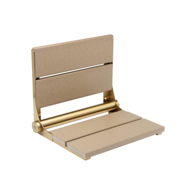 18" Shower Seat with Brushed Gold Frame